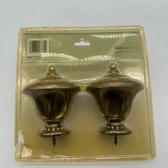 Kirsch Designer Metals Flower Petal Finials  1 3/8" Pole Gilded Bronze Set Of 2 - Picture 3 of 4